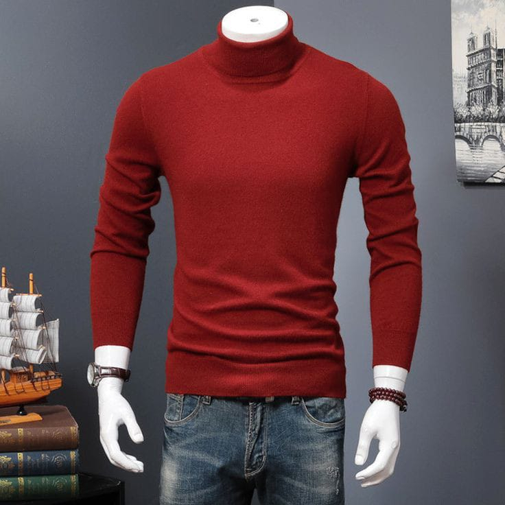 Sweater Rajut Pria | Sweater Rajut Kerah Tinggi Polos | Sweater Rajut Turleneck Premium Quality