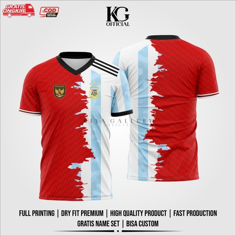 Jersey Futsal & Football Liga Persahabatan Timnas Indonesia dan Timnas Argentina Full Printing