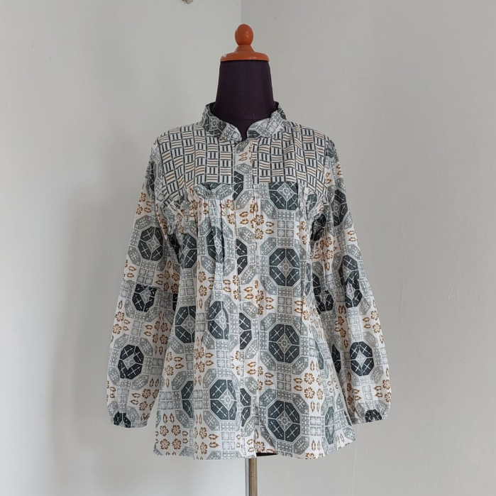 Baju Batik Wanita Modern Atasan Blouse Batik Kerja Kantor Wanita