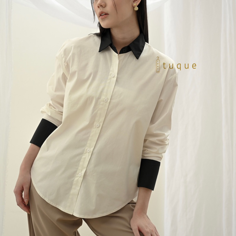 TUQUE - Ana Two Tone Basic Shirt - Oversize Shirt