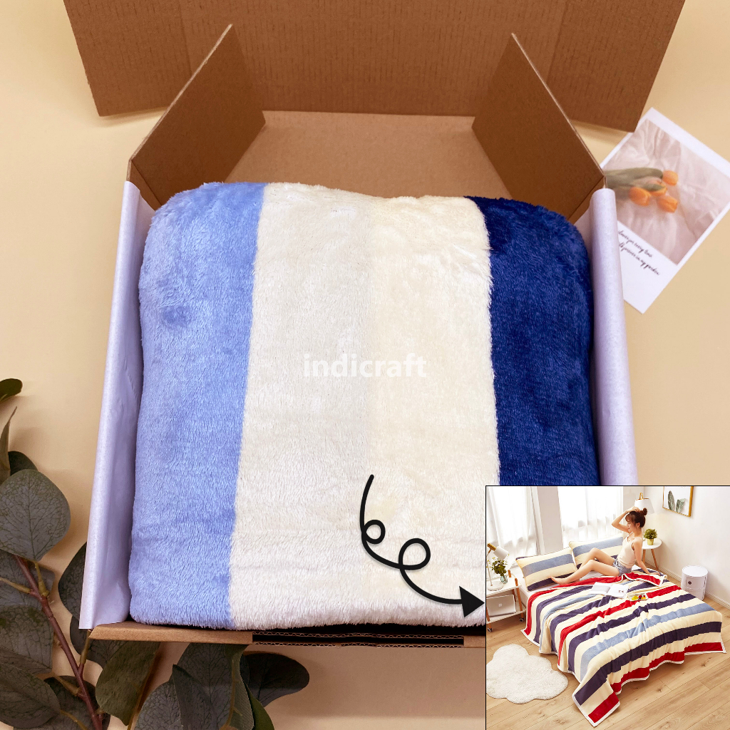 Kado Pernikahan Selimut Bulu Tebal / Hampers Selimut Hadiah Pernikahan / Wedding Gift Box