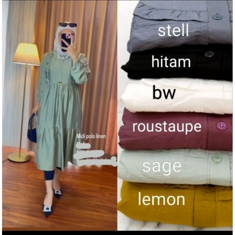 midi dress pololinen azka