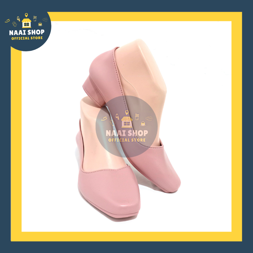 Sepatu Wedges Wanita Polos Size 37-41 Heels Sedang -+ 4 CM Jelly Shoes Soft Color Doft Slip On Kerja Kuliah Sekolah Terbaru Selop Bahan Karet Kasual Korea Style Kekinian Slop Formal Cewek Import Premium Murah Pantofel Terlaris Jinjit Mokaya 053 Naai Shop