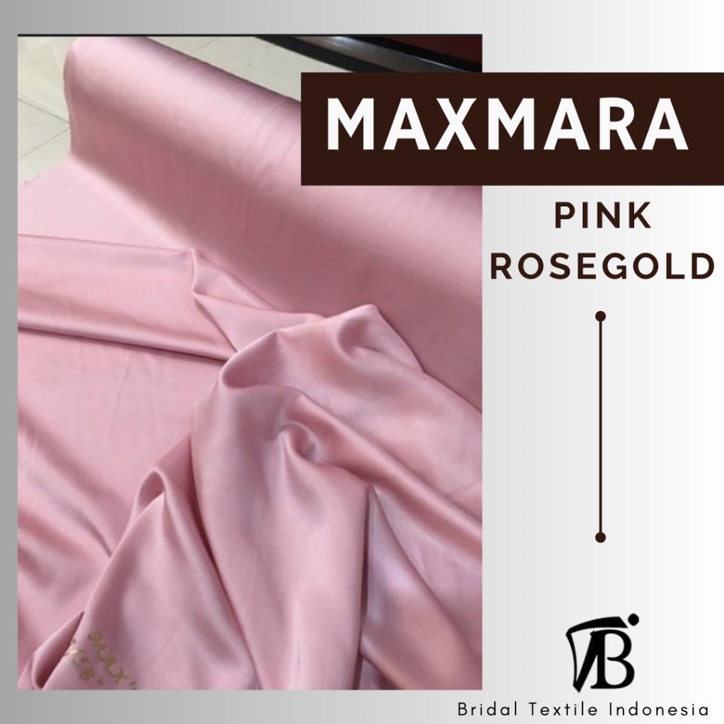 Kain Bahan Furing Satin Maxmara Original Premium Lux Luxury Gaun Kebaya Dress Warna Pink Rosegold Ro