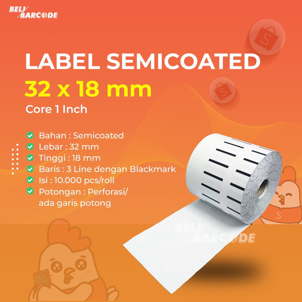 Label Semicoated 32 x 18 / 32x18 mm / 32x18mm Blackmark Fullmark 3Line