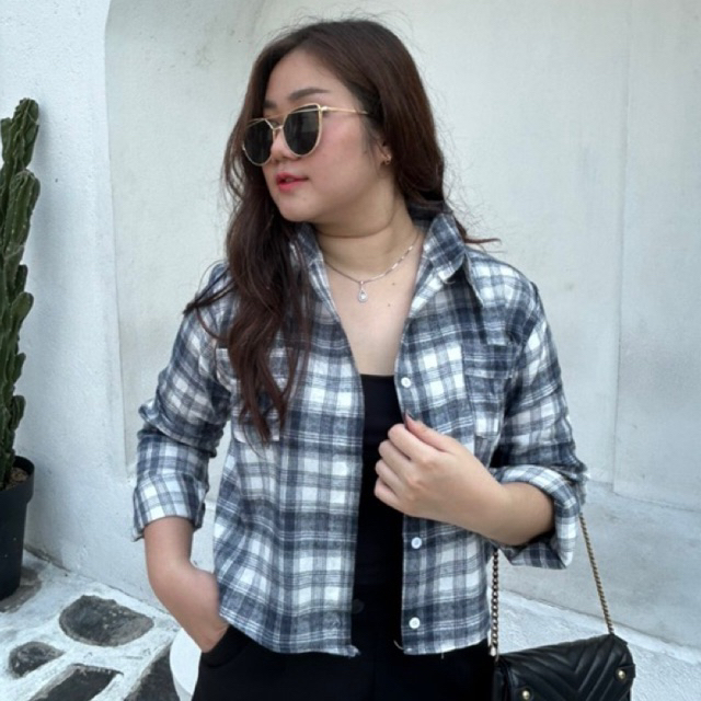 RULIF Geppy Shirt croptop / Kemeja croptop flanel kotak