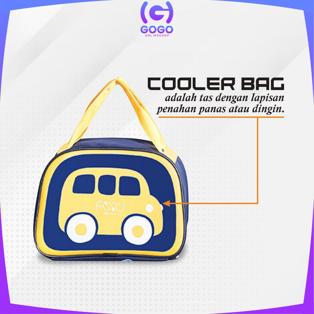 GOGO-T46 Tas Lunch Box Makan Siang Cooler Bag Karakter Mobil Tahan Panas Portable / Tas Bekal Lunch Bag Tas Tempat Bekal Organizer bag