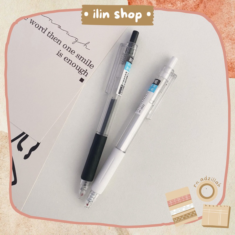 

Aesthetic Pen Gel / Pena Simple White Black 0.5mm
