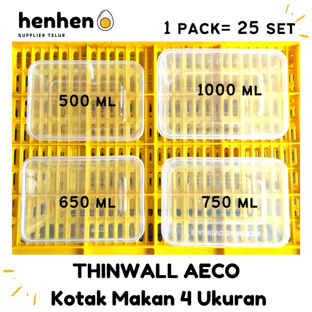 KOTAK MAKAN THINWALL AECO 4 UKURAN ( 1 PACK = 25 SET)