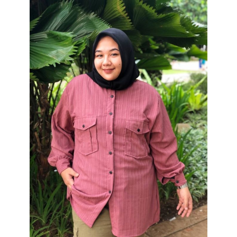 BEATRICE KEMEJA BIGSIZE TUNIK SUPER JUMBO KEMEJA OVERSIZE LD 110 120 130 140 150 COD