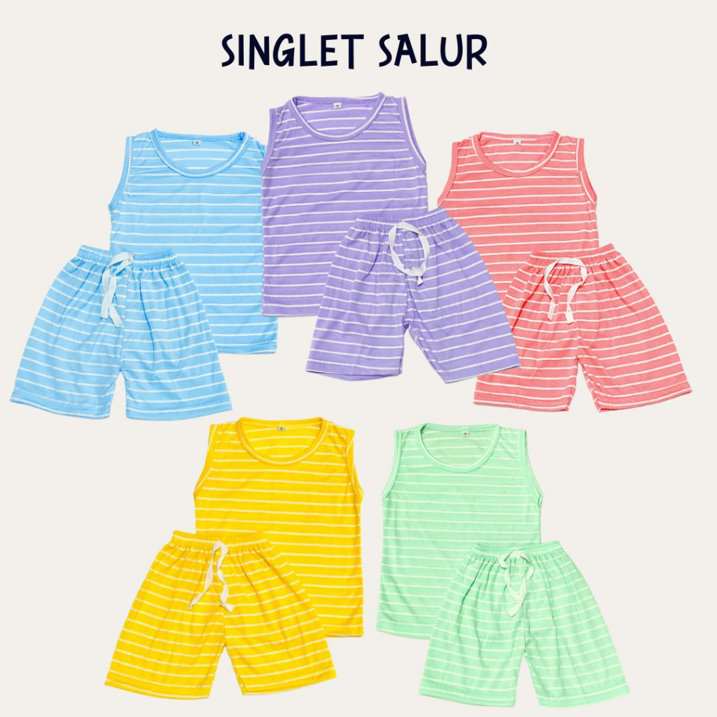 BabynKids - SETELAN BAJU TIDUR SINGLET ANAK COWOK/SETELAN ANAK SINGLET SALUR PRINTING UNISEX