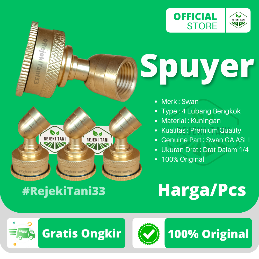 Nozzle Spuyer Swan Nozel 4 Lubang Kuningan Sprayer Embun Elektrik Knapsak Pasti Ngabut