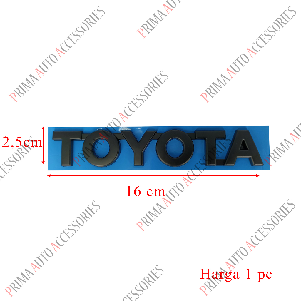 Emblem Mobil Tulisan TOYOTA Hitam Doff 16 cm