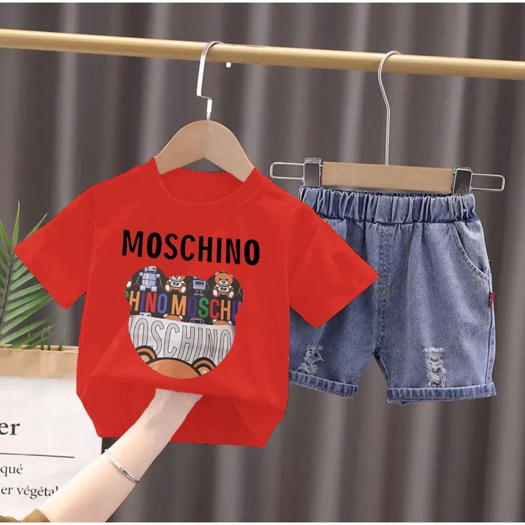 SETELAN BAJU KAOS DAN CELANA JEANS PENDEK ANAK IMPORT 1-5 TAHUN MOTIF BEAR DENIM/ FASHION ANAK BAJU ANAK OUTFIT ANAK KEKINIAN TERMURAH DAN TERLARIS