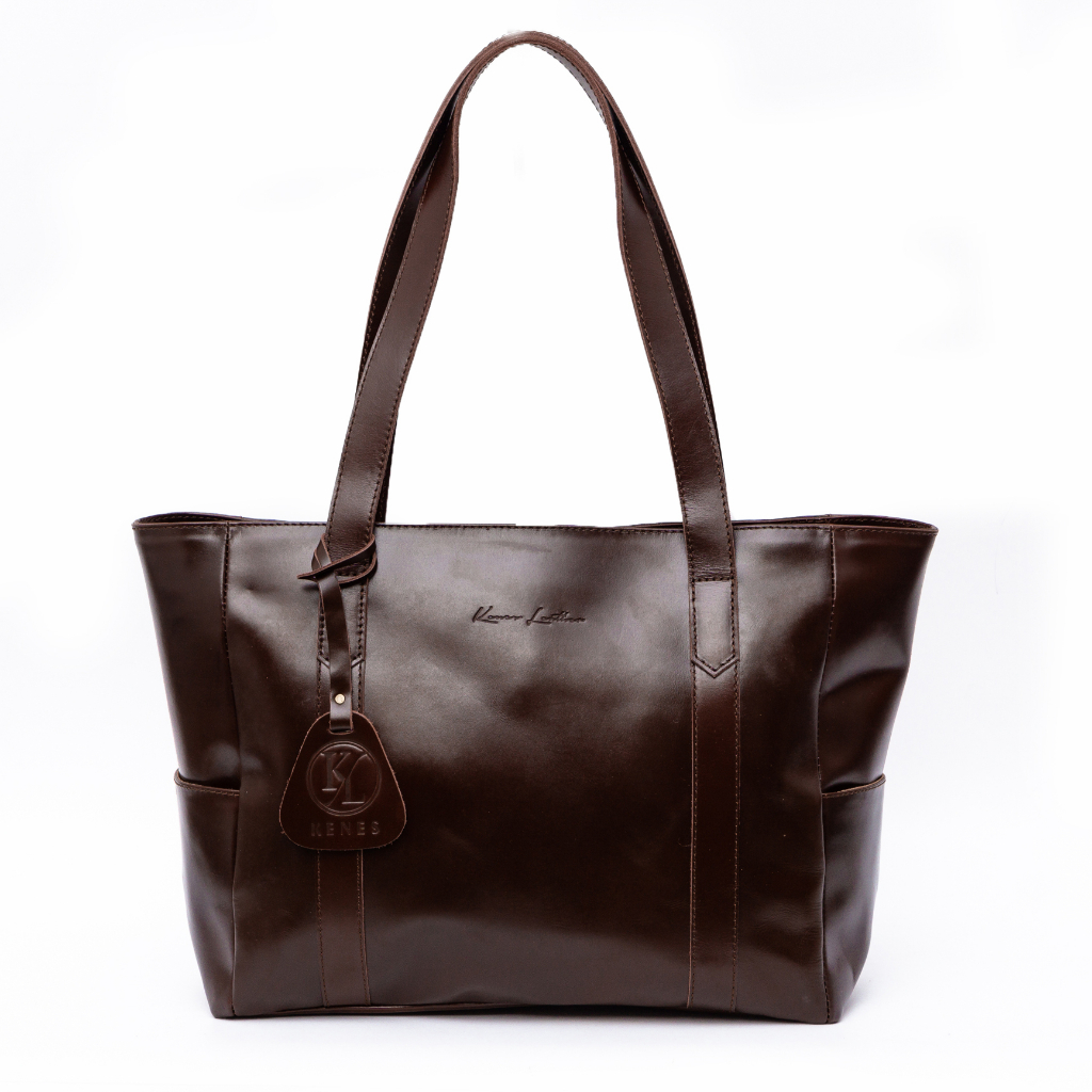 Kenes Leather Tote Bag Wanita Tas Selempang Kulit Asli AURANTIE Pullup - Free Gravir Nama