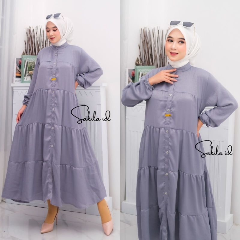 ELENA MIDI DRESS - LONG TUNIK POLOS / GAMIS LEBARAN SIMPEL / MIDI DRESS SANTORINI