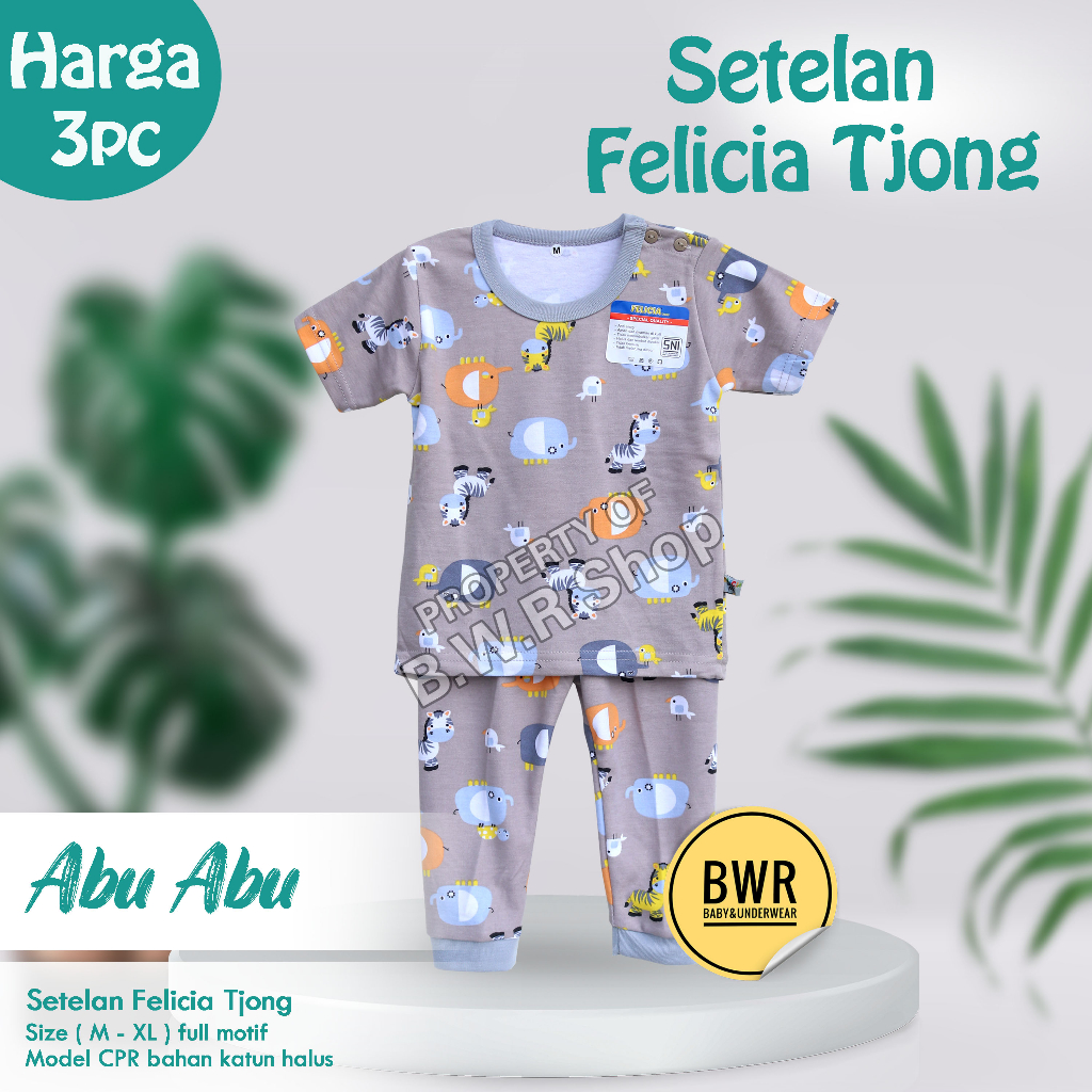 PROMO!!! [ 3 stel ] Setelan anak CPR Felicia Tjong motif Mamalian baju anak usia 6 bln -3 tahun full motif Unisex | Bwr