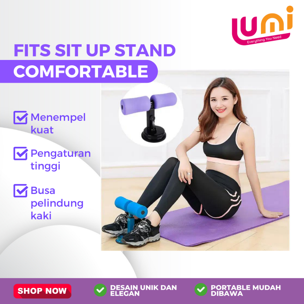 Alat Bantu Sit Up Bar Portable Penahan Pegangan Kaki Double Stand Holder Yoga Bench Fitness Gym Perlengkapan Olahraga Untuk dirumah Multifungsi Pengecil Perut dan Alat Pembakar Lemak SPEEDS SitUP Plus Tali Resistance Band