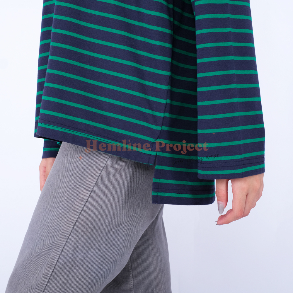 Hara Navy Fuji Oversized Stripe Top