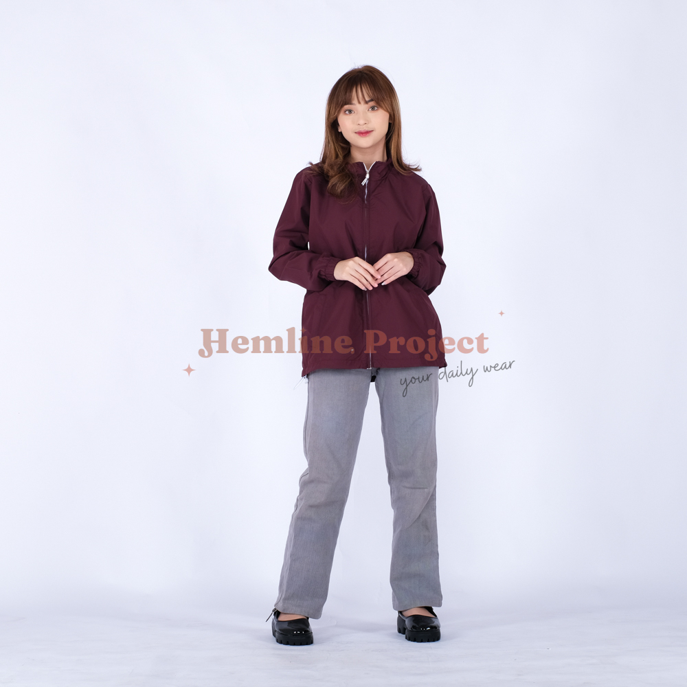 Elya Jaket Coach Wanita - Burgundy