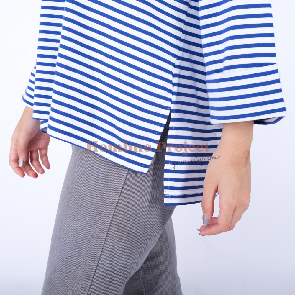 Hanaa Oversized Blue Stripe Blush