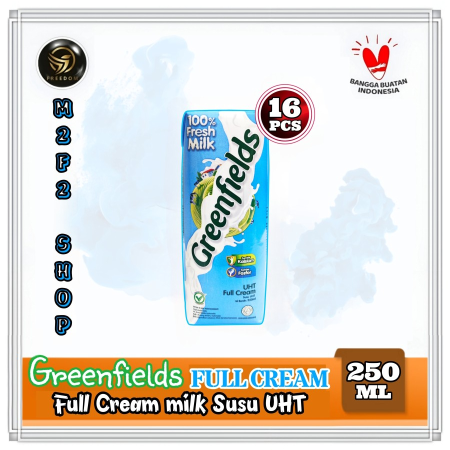 

Greenfields Susu Kotak UHT Full Cream Milk | Plain - 250 ml (Kemasan 16 Pcs)