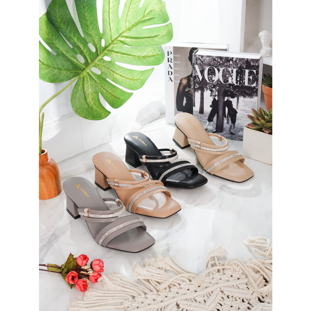 Sandal Heels Wanita Slop Tali 5CM B-RN 08