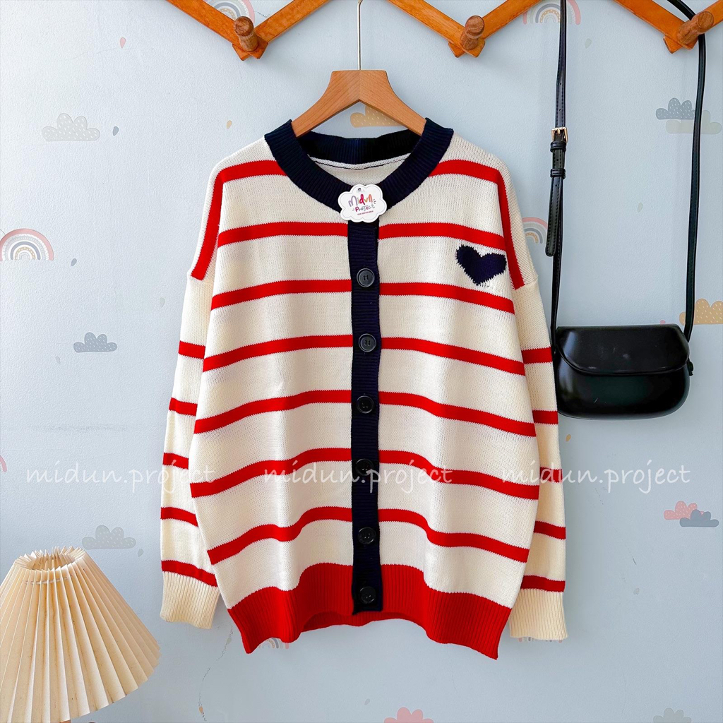 Helia Stripe Cardy | Cardigan Motif Korean Looks