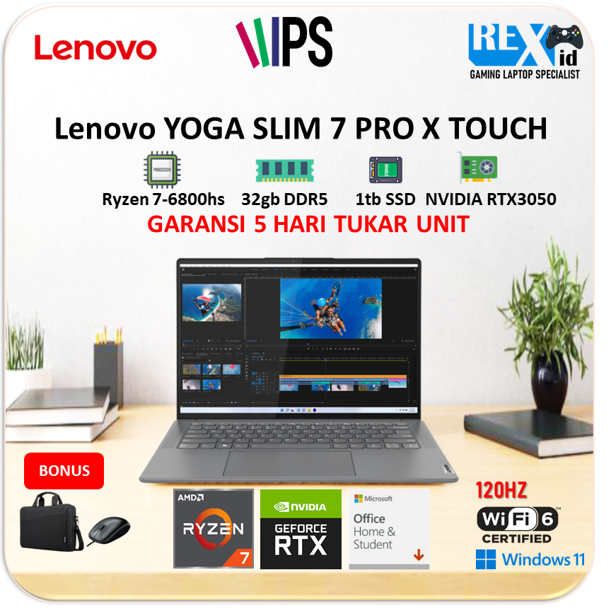 Lenovo YOGA SLIM 7 PRO X TOUCH RTX3050 4GB / Ryzen 7 6800hs CREATOR 32gbDDR5 1TBssd 120hz IPS + OHS