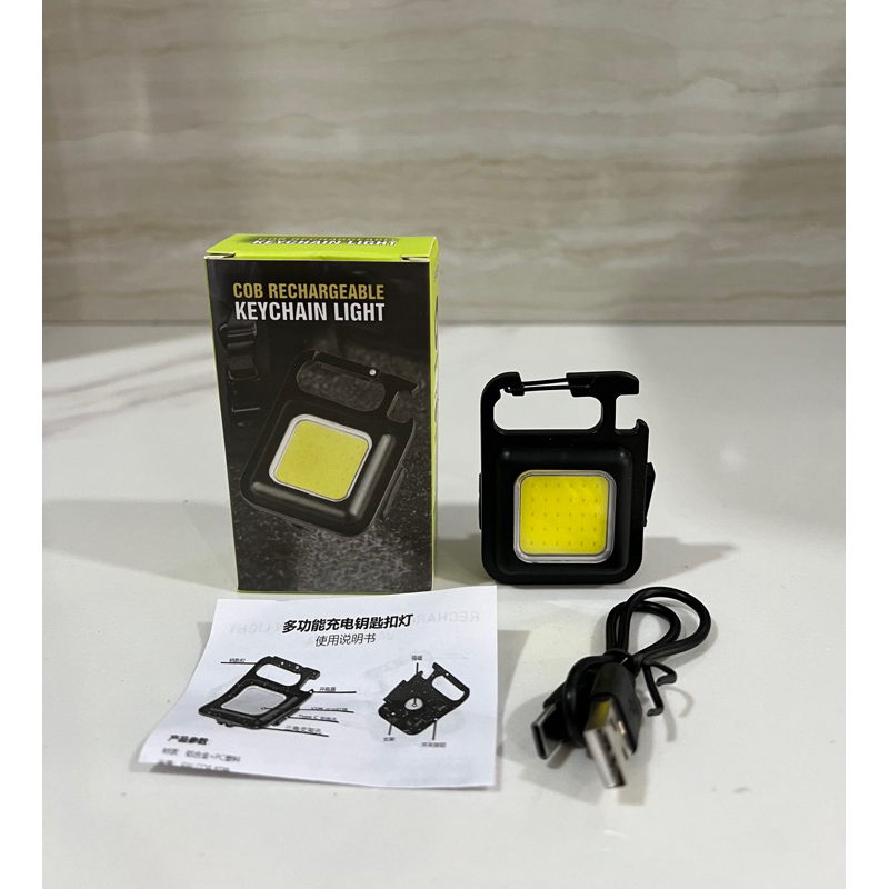 Lampu COB Magnet LED Terang Carabiner Gantungan Kunci Senter Camping