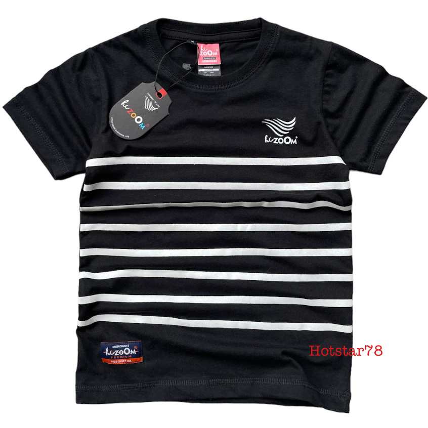 hizoom Baju Kaos Oblong Anak Laki Laki Motif Salur Stripe Umur 1-12 Tahun Bahan Katun