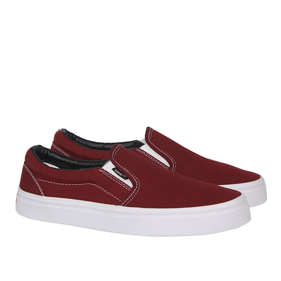 Sepatu Vans Slip On Tanpa Tali Pria Marun Polos Murah