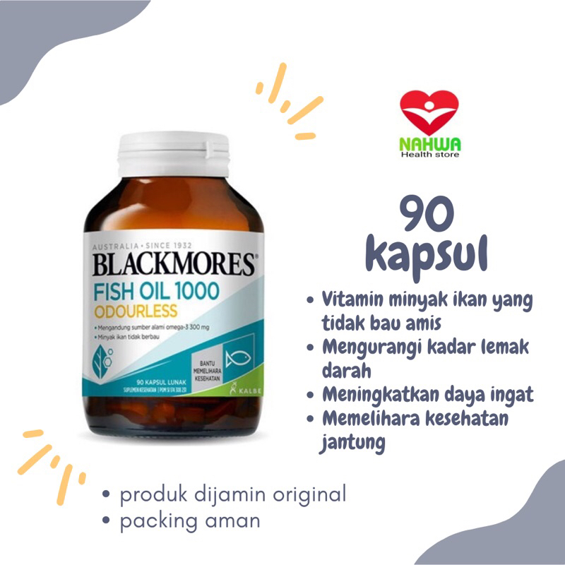Blackmores Odourless Fish Oil 1000- 90 kapsul KALBE