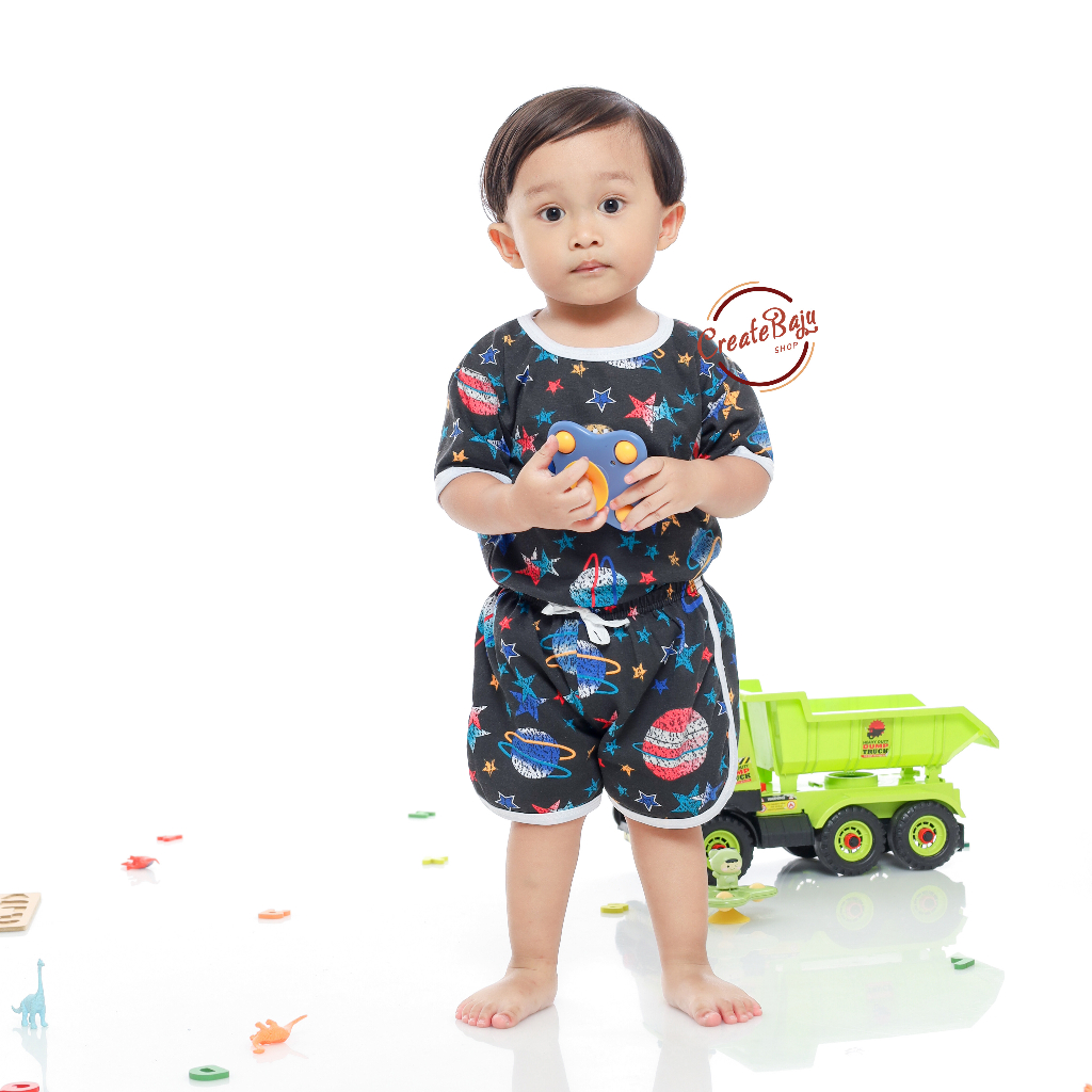 SETELAN ANAK MOTIF PLANET SETELAN ANAK POLOS UNISEX LENGAN PENDEK