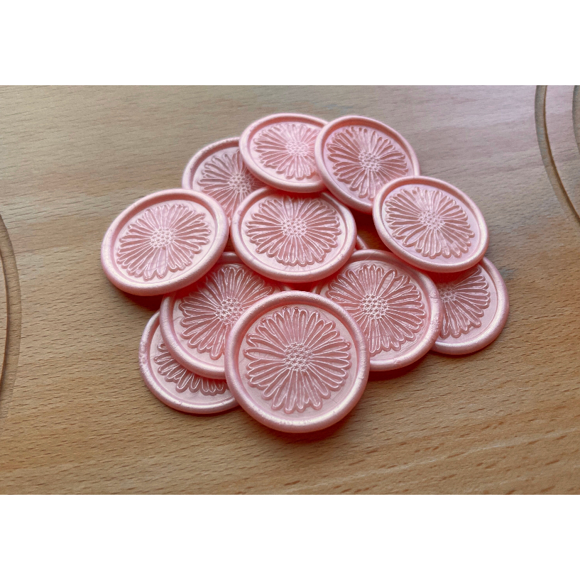 

(PRMHS) Daisy (Rose Pink) - 1 Pcs seal wax coin sticker siap pakai ready stock (Include double tape) / souvenir pernikahan / accesories / calligraphy / journaling / undangan / hampers