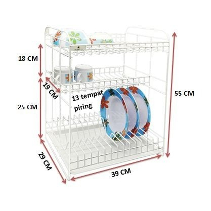 Rak Piring Gelas Susun 3 Monaco Delimaster / Rak Dapur Rak Piring