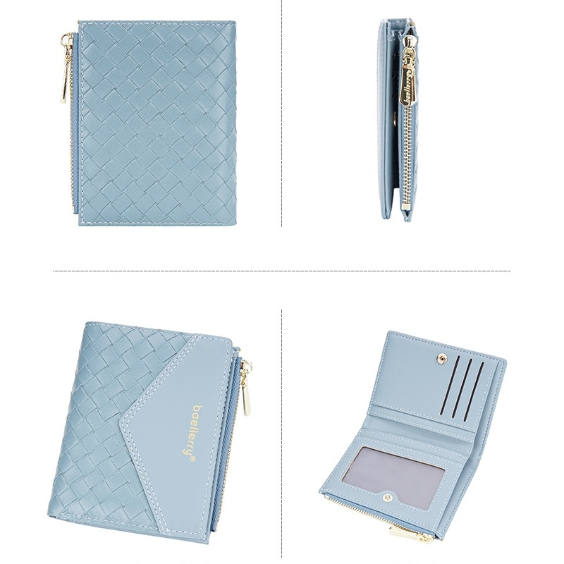 DOMPET LIPAT WANITA KULIT PREMIUM BRANDED REMAJA IMPORT BAELLERRY ORIGINAL WA717B2 KEKINIAN MURAH BATAM PENDEK CORALIE MINI SLOT KARTU RESLETING UANG KOIN KOREA KECIL CEWEK LUCU SIMPLE BIRU