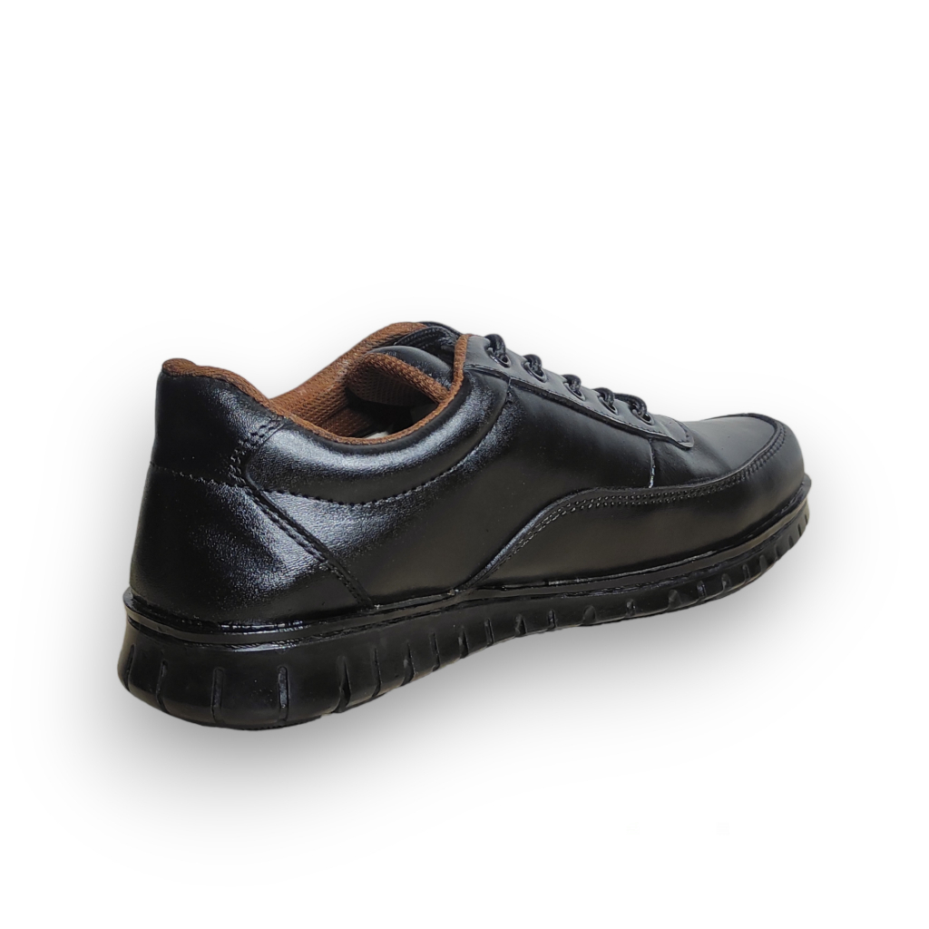 GREAT FOOTWEAR Sepatu Sneakers Pria Kulit Asli Sepatu Kerja Kantor Pria Sepatu Oxford Pria Kasual Formal Anti Licin Kozy Black