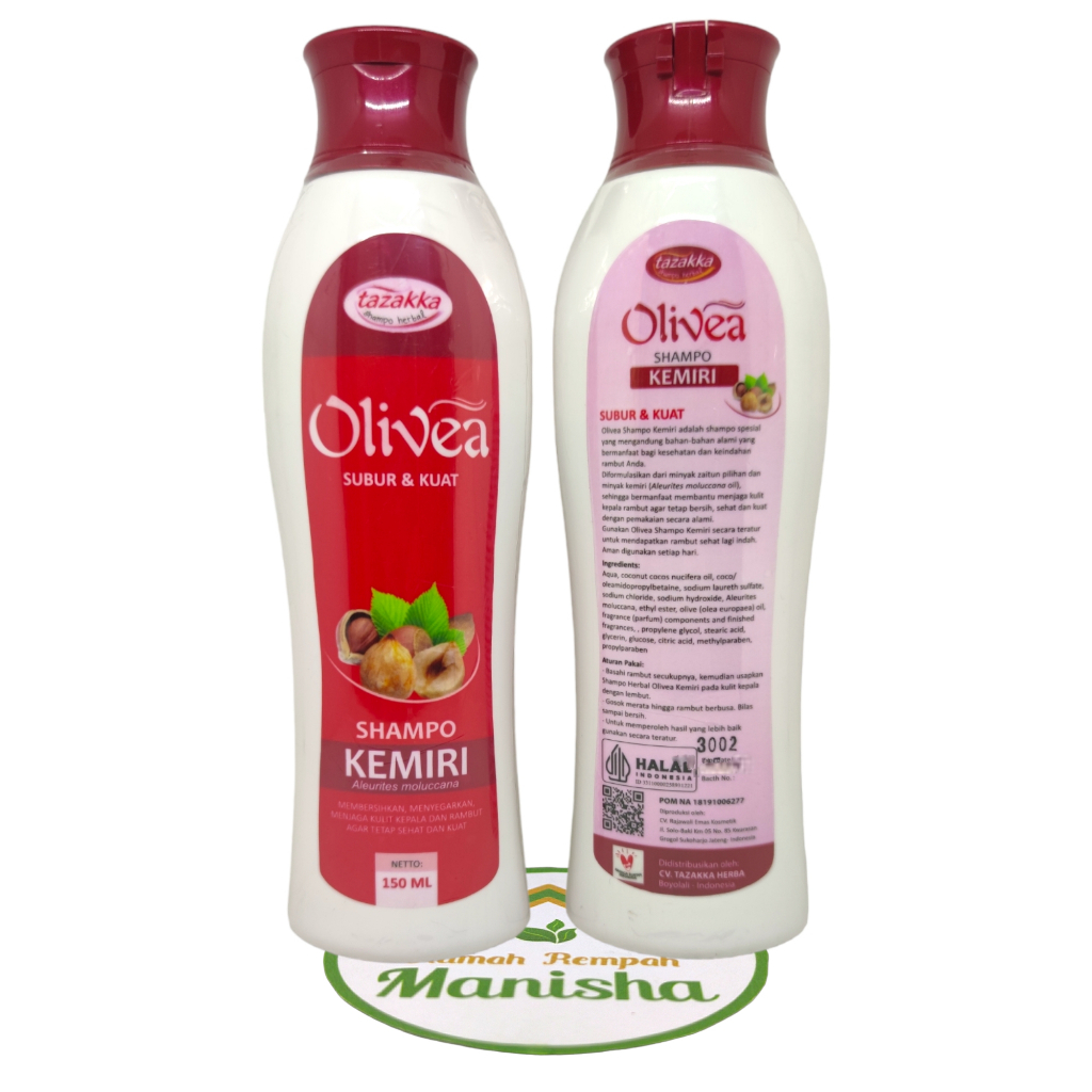 Shampo Kemiri Herbal Olivea Tazakka Penumbuh Rambut / Penghitam Rambut / Atasi Rambut Rontok 150ml