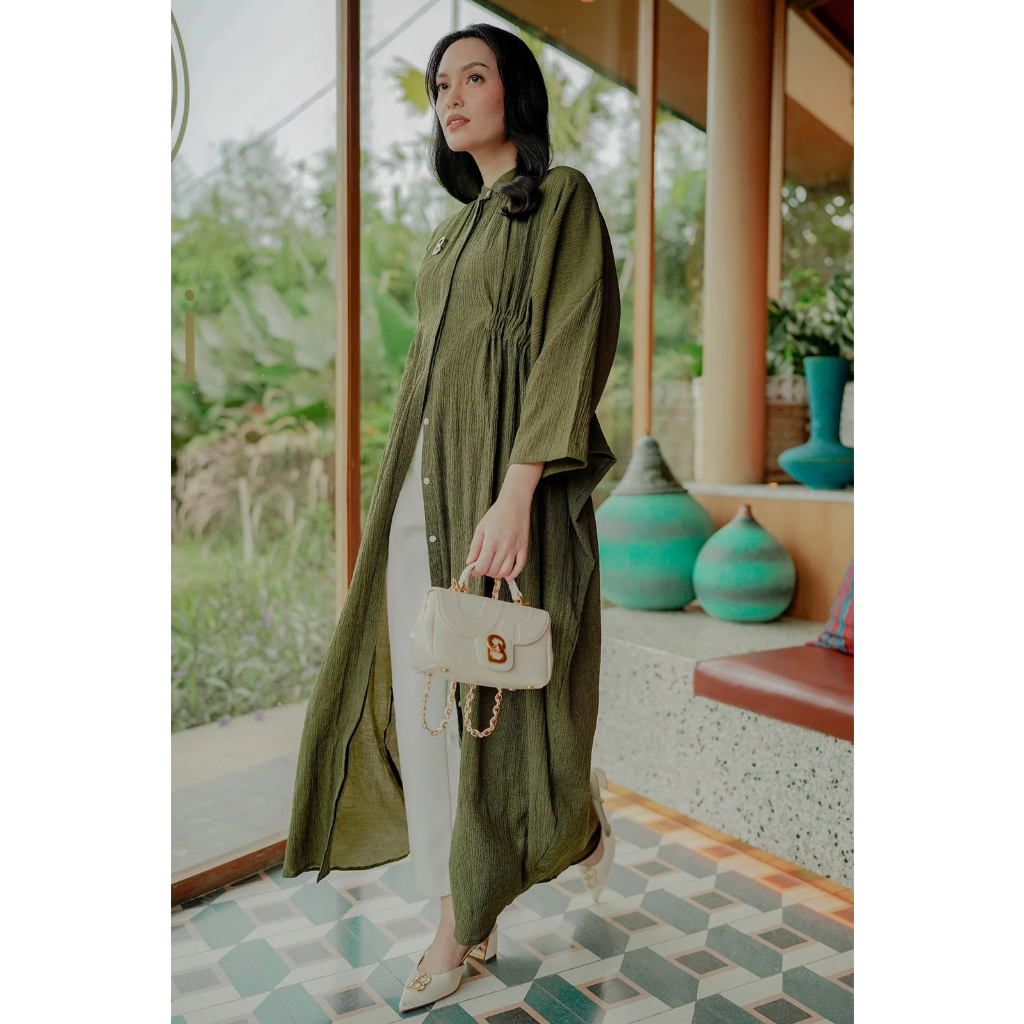 AKIARA SHIRT DRESS WITH GATHERS - BENANG JARUM