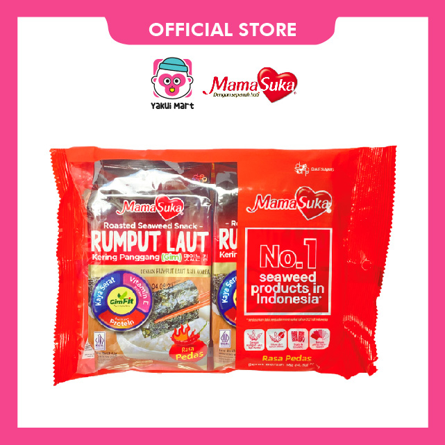 

⭐YAKUI MART⭐MAMASUKA - RUMPUT LAUT PANGGANG PEDAS ISI 2 @4,5 gr / SNACK / JAJANAN