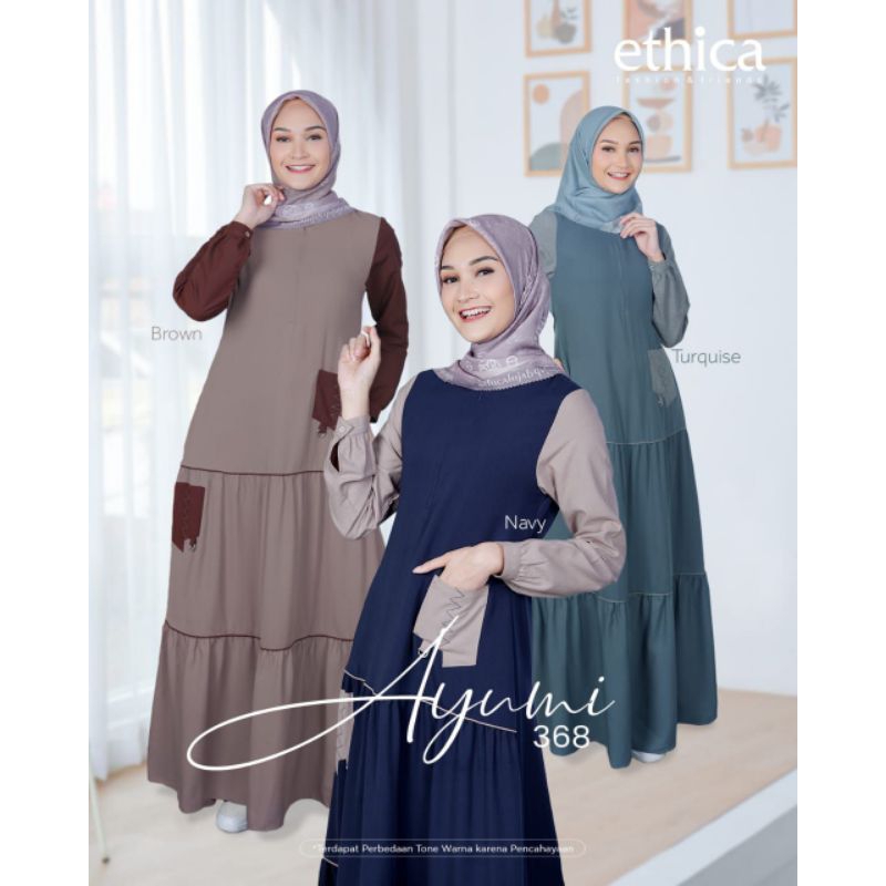 Ethica Gamis Ayumi 368 (Navy, Brown, Turquoise)