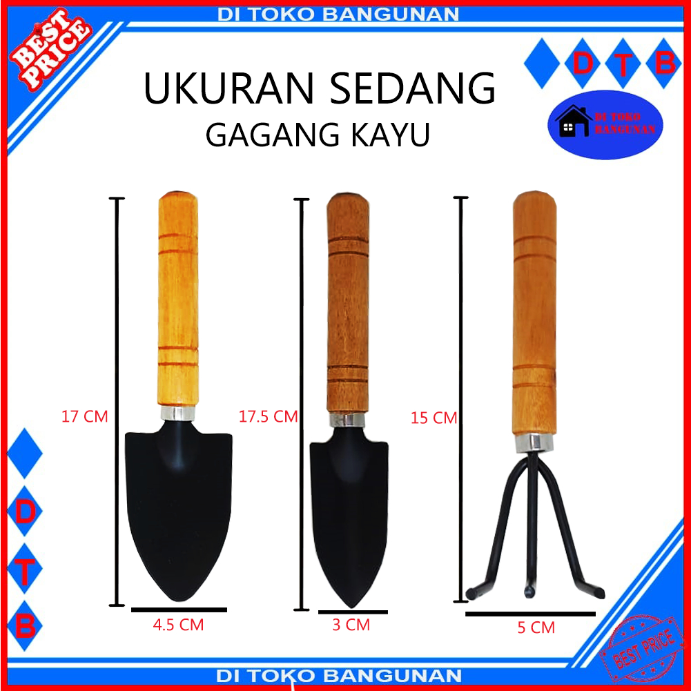 Garden Tools Varian Ukuran Mini - Sedang - Besar Set 3 Pcs