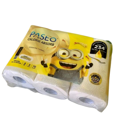 Tisu Dapur Paseo 70 Sheets isi 3 Roll Rol / Tissue Minions Calorie Absorbs Cooking Towel 70s sheet