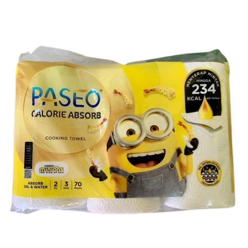 Tisu Dapur Paseo 70 Sheets isi 3 Roll Rol / Tissue Minions Calorie Absorbs Cooking Towel 70s sheet