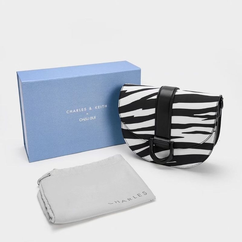 CK Zebra Print Gabine Saddle Bag GIFTSET INCLUDE BOX