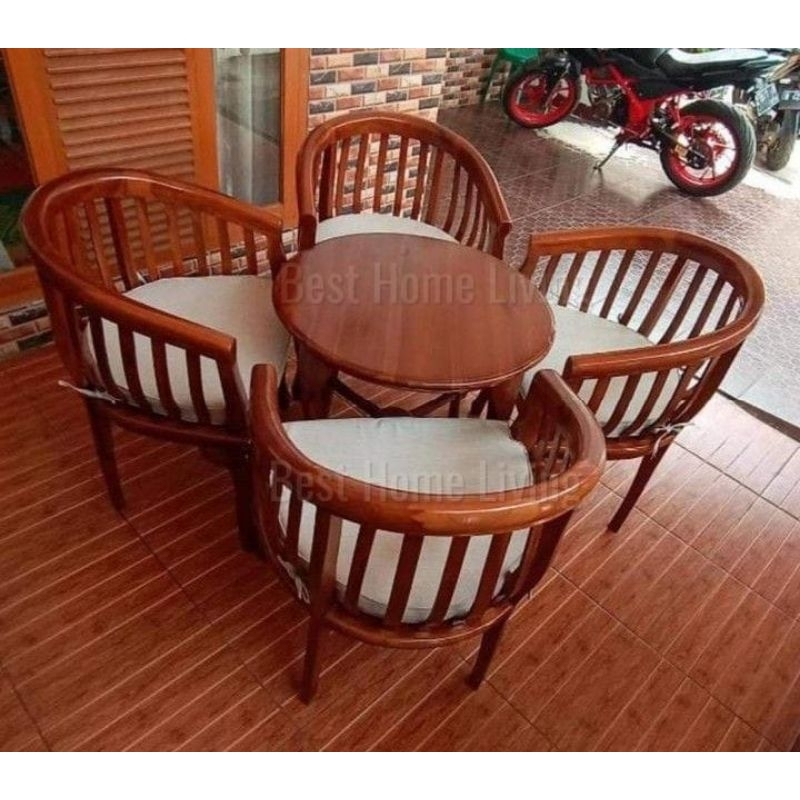 Set Kursi Teras Betawi Kurung 4 Kursi Kayu Jati Minimalis