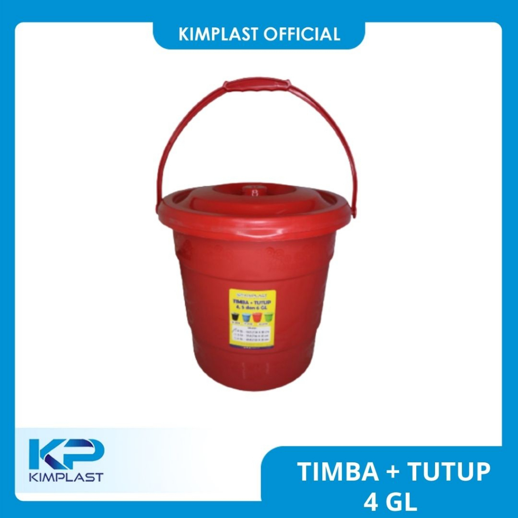 KIMPLAST Timba + Tutup 4 GL/ Ember/ Timba Sedang/ Timba Air/ Wadah Air