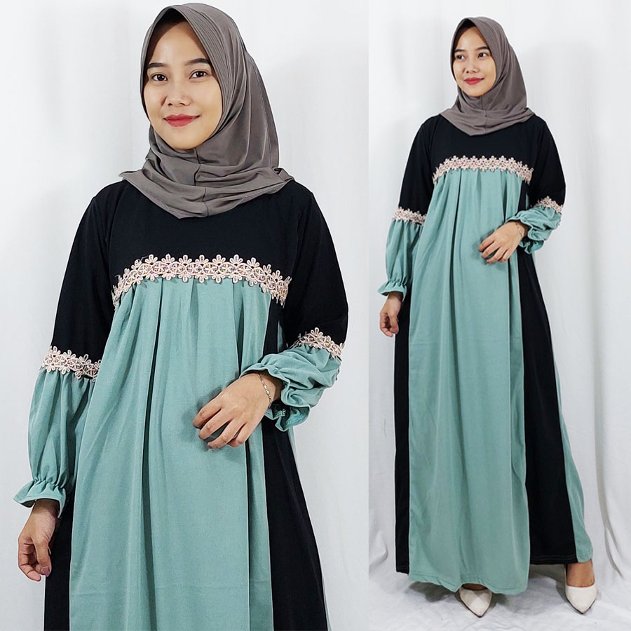 CARLINA DRESS NAFIZA BROKAT MALIKA MIX WARNA MAXY CERUTY WANITA