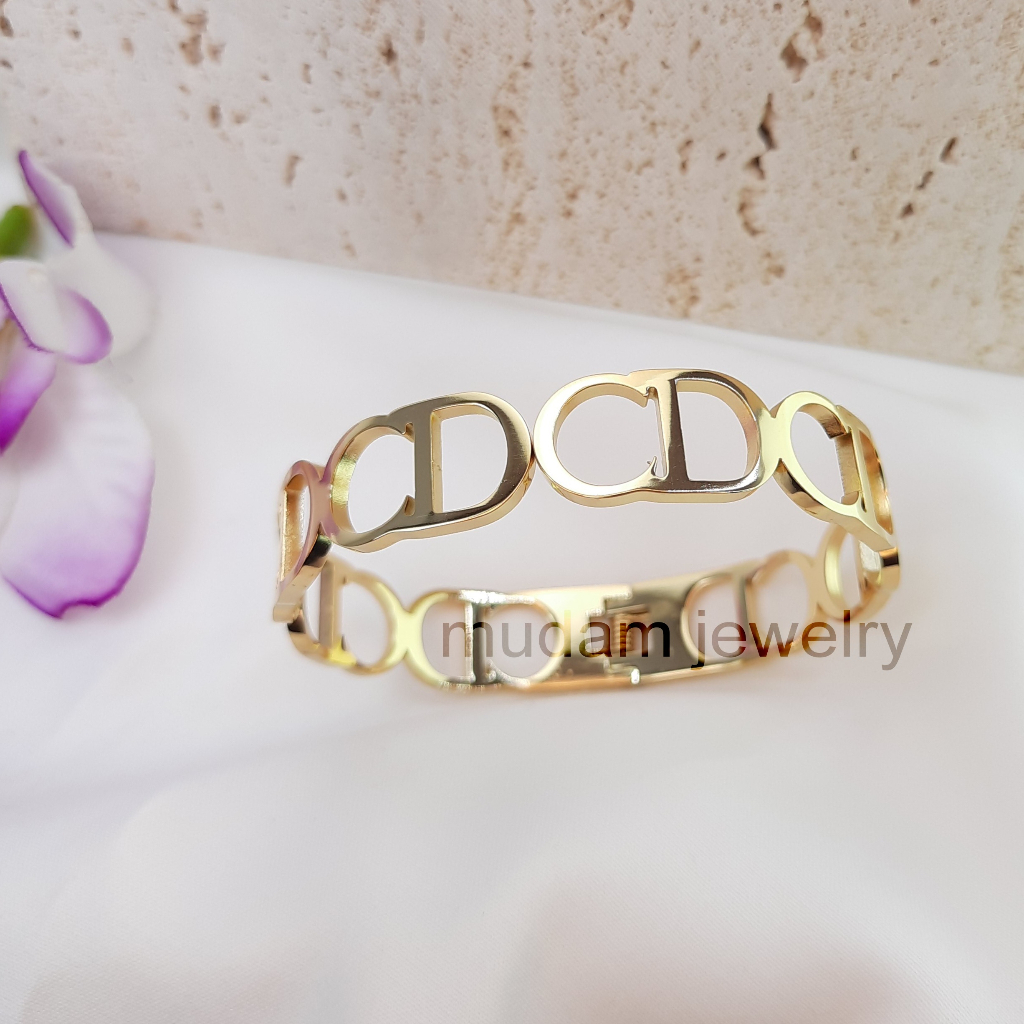 Gelang Bangle Model CD Hollow Warna Gold